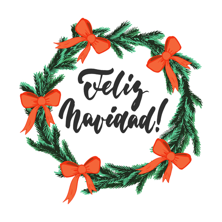 Feliz Navidad - lettering Christmas and New Year holiday calligraphy phrase.のイラスト素材