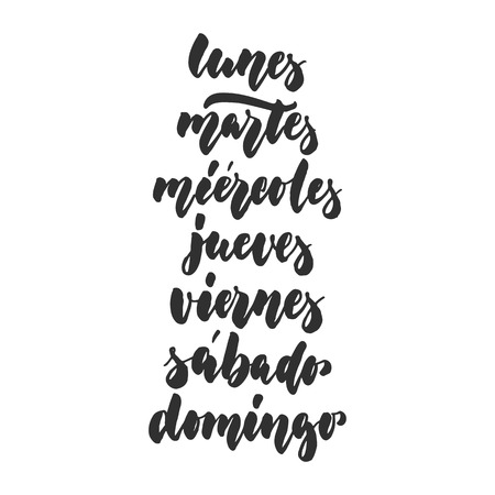 Set of days of the week from Monday to Sunday on Spanishのイラスト素材