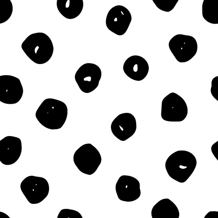 Abstract monochrome hand drawn ink black and white seamless pattern. Brush doodle vector repeated illustration for paper, textile, greeting card, print design.のイラスト素材