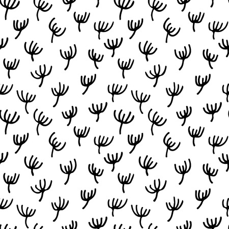 Abstract monochrome hand drawn ink black and white seamless pattern. Brush doodle vector repeated illustration for paper, textile, greeting card, print design.のイラスト素材