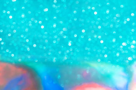 Abstract holographic purple aqua blue background. Liquid neon rainbow foil in unicorn style. Marble...