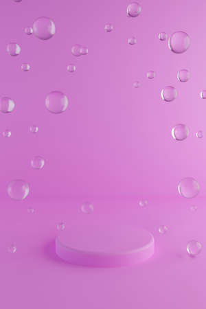 Pastel violet minimal 3d background. Poster design with studio podium platform. Abstract 3d render. Minimal stage for business concept.の写真素材