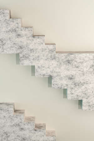 Beige modern design template with stairs 3d render and glowing circles. Abstract 3d render mockup. Minimal style.の写真素材