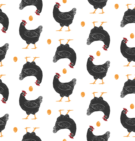 Chicken and egg vector pattern.のイラスト素材