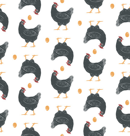 Chicken or hen, and egg seamless pattern.の写真素材