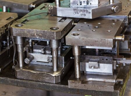 Stamping tool dies metal work stored on the machine-building plant.の写真素材