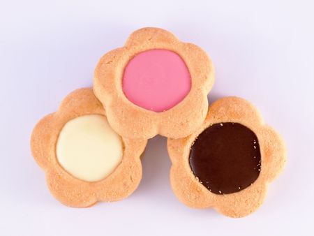 3 cookies in flower shapeの写真素材