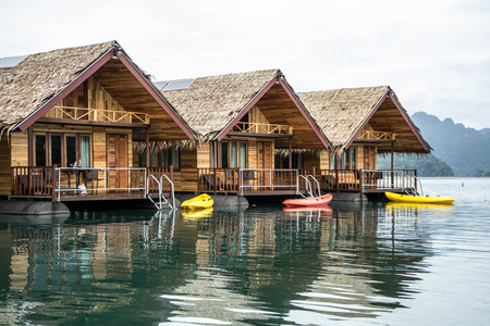 Floating house is a popluar place in Thailandのeditorial素材