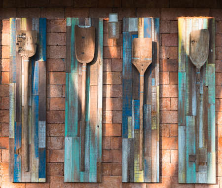 Old outdoor room with brick wall and lightの写真素材