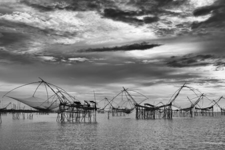 Thai style fishing trap in Thailand.の写真素材