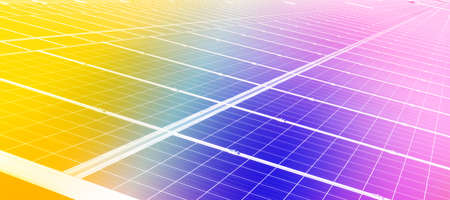 Solar cell panels in a photovoltaic power plantの写真素材