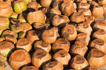 a pile of dry coconut