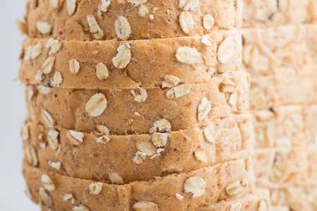 whole wheat bread on white backgroundの写真素材