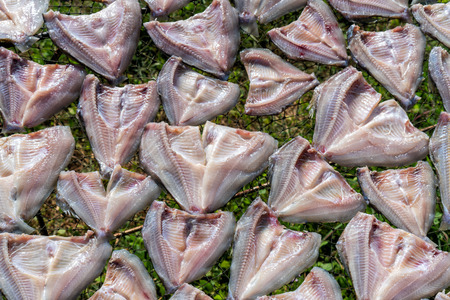 dried fish in the basket at the marketplace