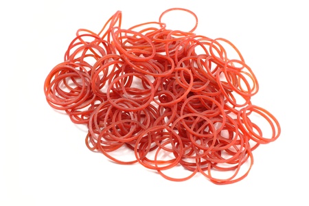 Rubber bands on a white backgroundの写真素材