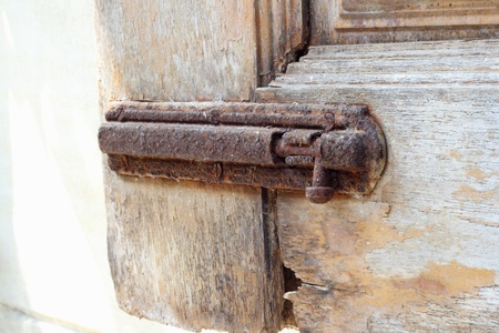 Door Safety Latch is Old  It s very old Condition, The rust is attributed to unsafeの写真素材