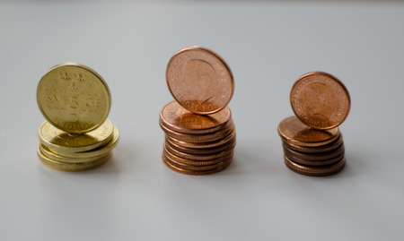New edition of currency coins in Sweden 2016-2017. Nya svenska mynt.の写真素材