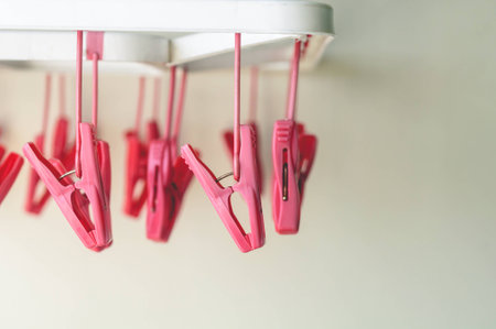 Red Colorful Clip As Clothe Holding Toolの写真素材