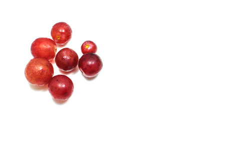 Small Red Grape On White Backgroundの写真素材