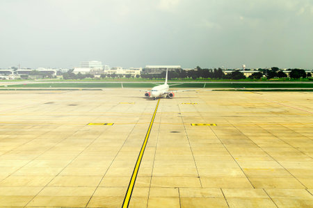 Airplane Ready To Take The Flight Off At Donmuang International Airport, Bangkok, Thailand