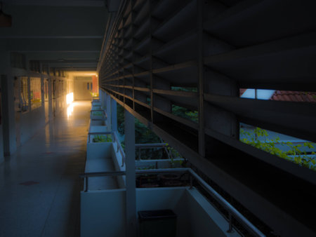 lighting through Bacony education department building  in King Mongkut's Institute of Technology...