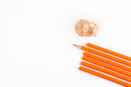 sharpened pencil on white Business and education backgroundの写真素材