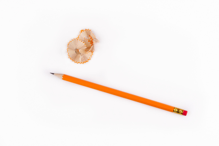 sharpened pencil on white Business and education backgroundの写真素材