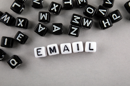 Email concept. Text from alphabet letters. Informative and communication backgroundの写真素材