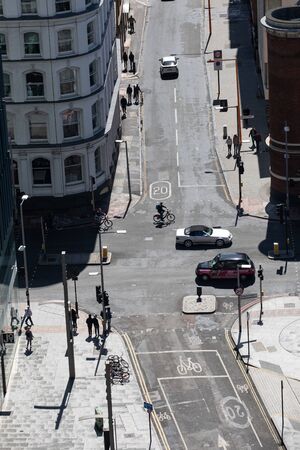 LONDON, UK - May 4, 2019. Sumner street and Prices street in London. View from the top. Cars,...
