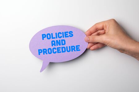 Policies and Procedure concept. Speech bubble on a white backgroundの写真素材