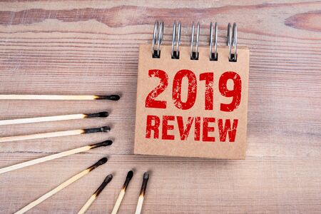 2019 review. Social media, goals achieved, marketing and business plan conceptの写真素材