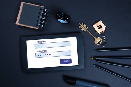 Username and Password. Internet connection, social media, service delivery, security systems and communication conceptの写真素材