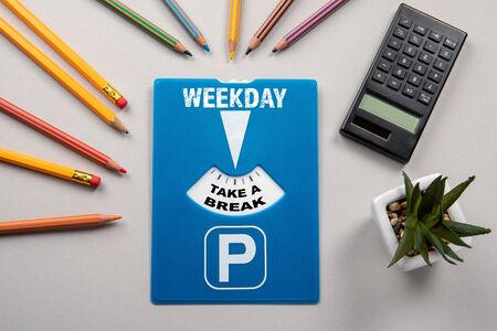 TAKE A BREAK, WEEKDAY. Overload, fatigue, stress and health conceptの写真素材