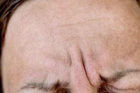 Skin texture and wrinkles. Aging, health and beautyの写真素材