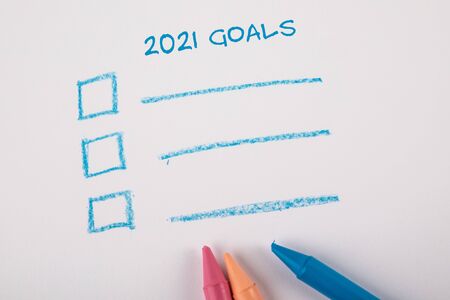 2021 goals concept. To do List concept. Copy space and mock up on
