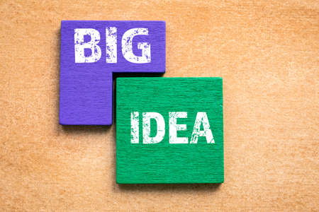 BIG IDEA concept. Colored wooden blocks, puzzle and mind gameの写真素材