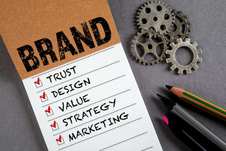 BRAND. Trust, Design, Value and Marketing concept. To do list. Notepad with pencilsの写真素材
