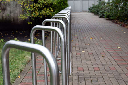 Empty place for a parking of bicycles. Stainless steel construction