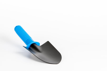 Shovel for gardening on white background. Copy spaceの写真素材