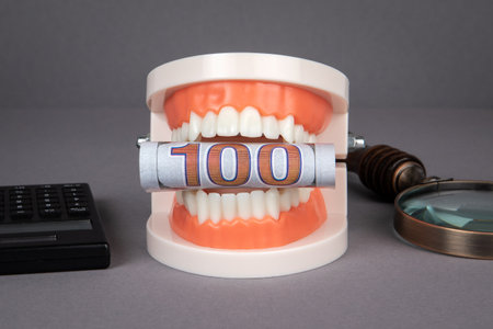 One hundred dollar bill. Dental health expenses and cost