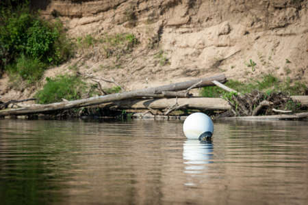White safety buoy in the bathing areaの写真素材