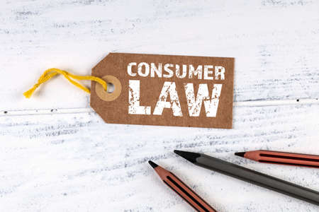 Consumer Law. Rules, regulations and policies concept. Cardboard price tagの写真素材