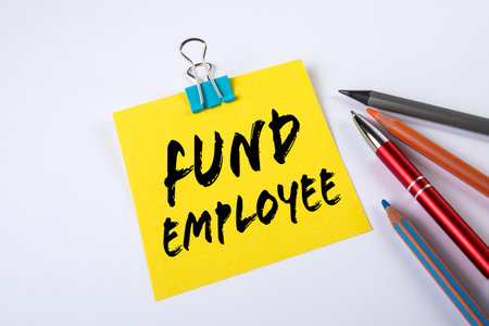 Fund Employee. Text on a yellow sheet of paperの写真素材
