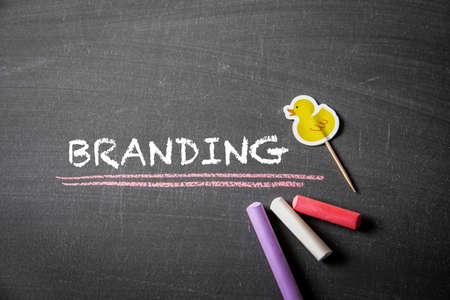 Branding, business and learning concept. Text on a chalk boardの写真素材