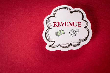 Revenue. Text and icons on speech bubbleの写真素材