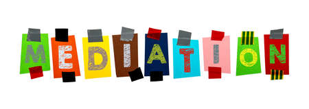 Mediation. White horizontal banner with colored text