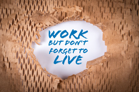 Work But Dont Forget to Live. Text on paperの写真素材
