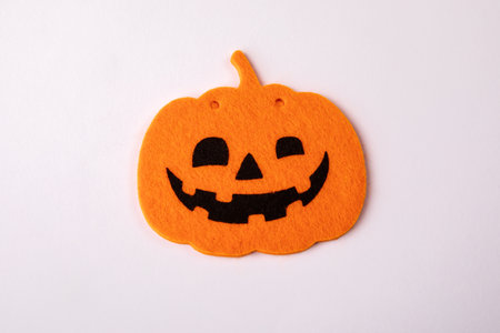 Halloween holiday decor. Orange pumpkin on a white backgroundの写真素材
