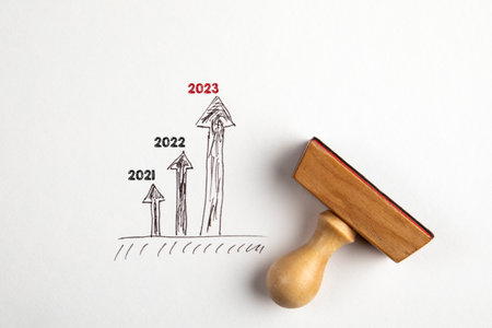 2023 growth and development concept. Comparison and success.