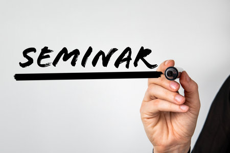 SEMINAR. Text writing with marker, business conceptの写真素材